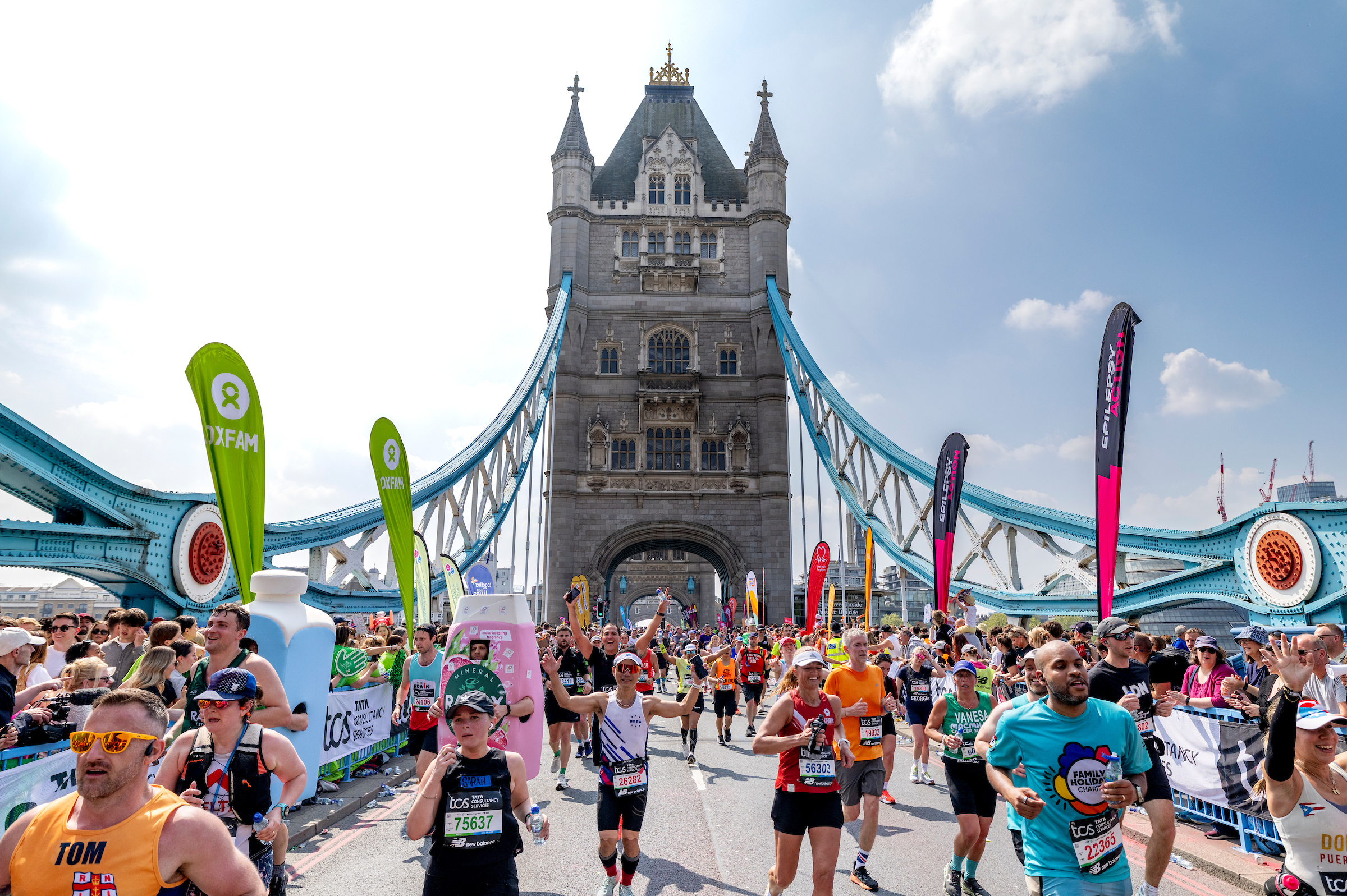 Runners participating in the London Marathon race